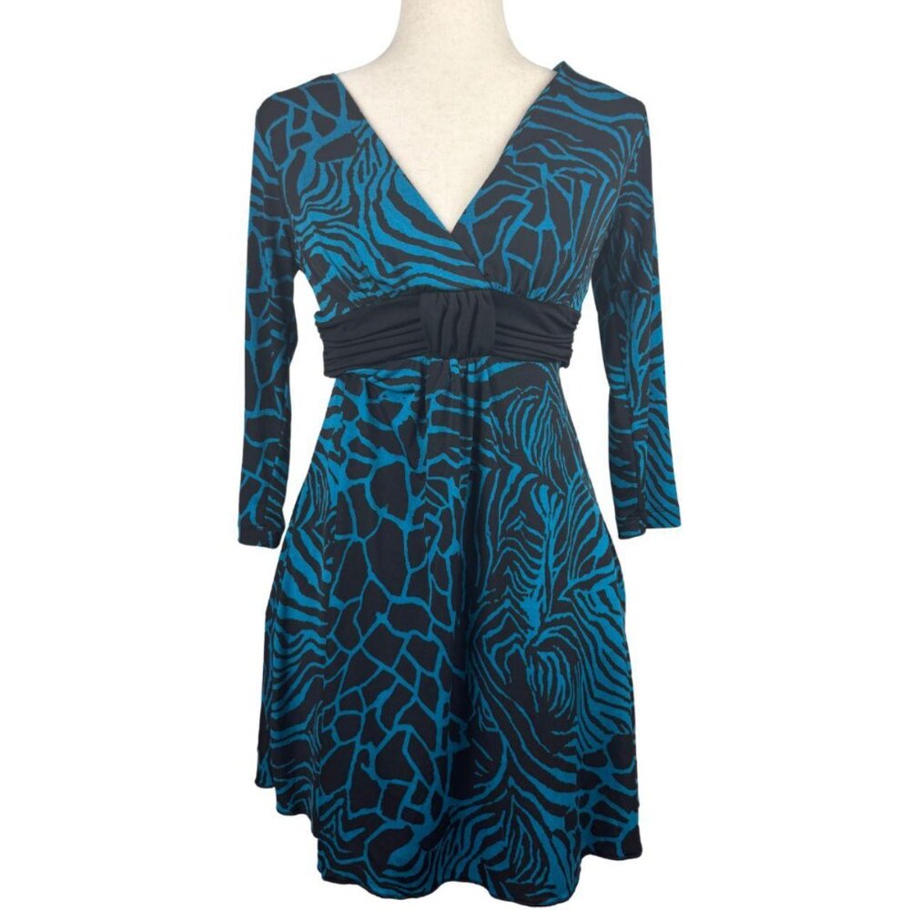 Speechless Teal Black Abstract Zebra Print Mini Dress Size Small